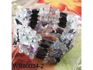 36inch Natural Fluorite Chip Stone Magnetic Wrap Bracelet Necklace All in One Set